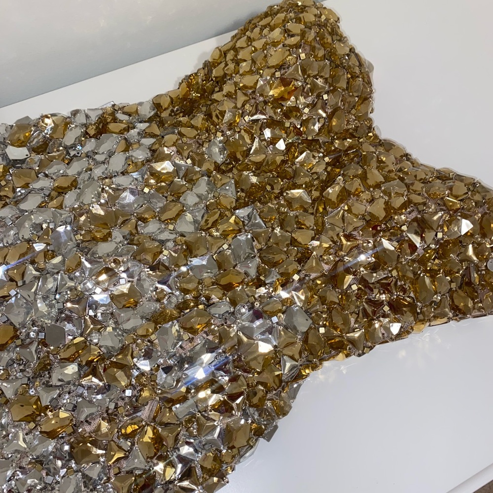 Jovani Mini Dress, Hand Sewn with Gold & Silver Crystals